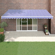 Tenda Sole Automatica Retrattile Blu e Bianca 5x3 m 3154475