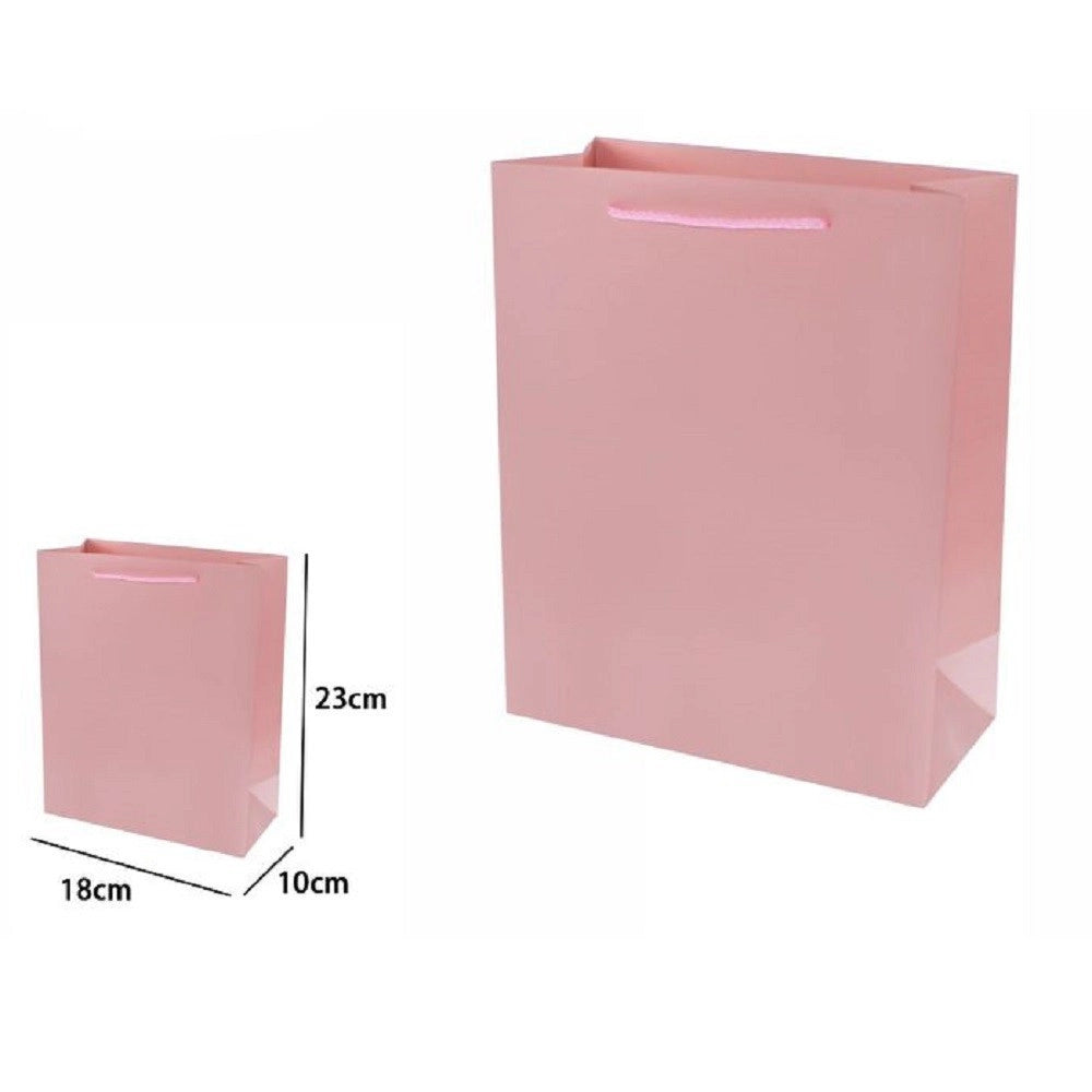 Trade Shop - Set 3 Pezzi Buste Borsa Regalo Sacchetti 23x18x10cm 69919 Rosa Con Manico Cordino -