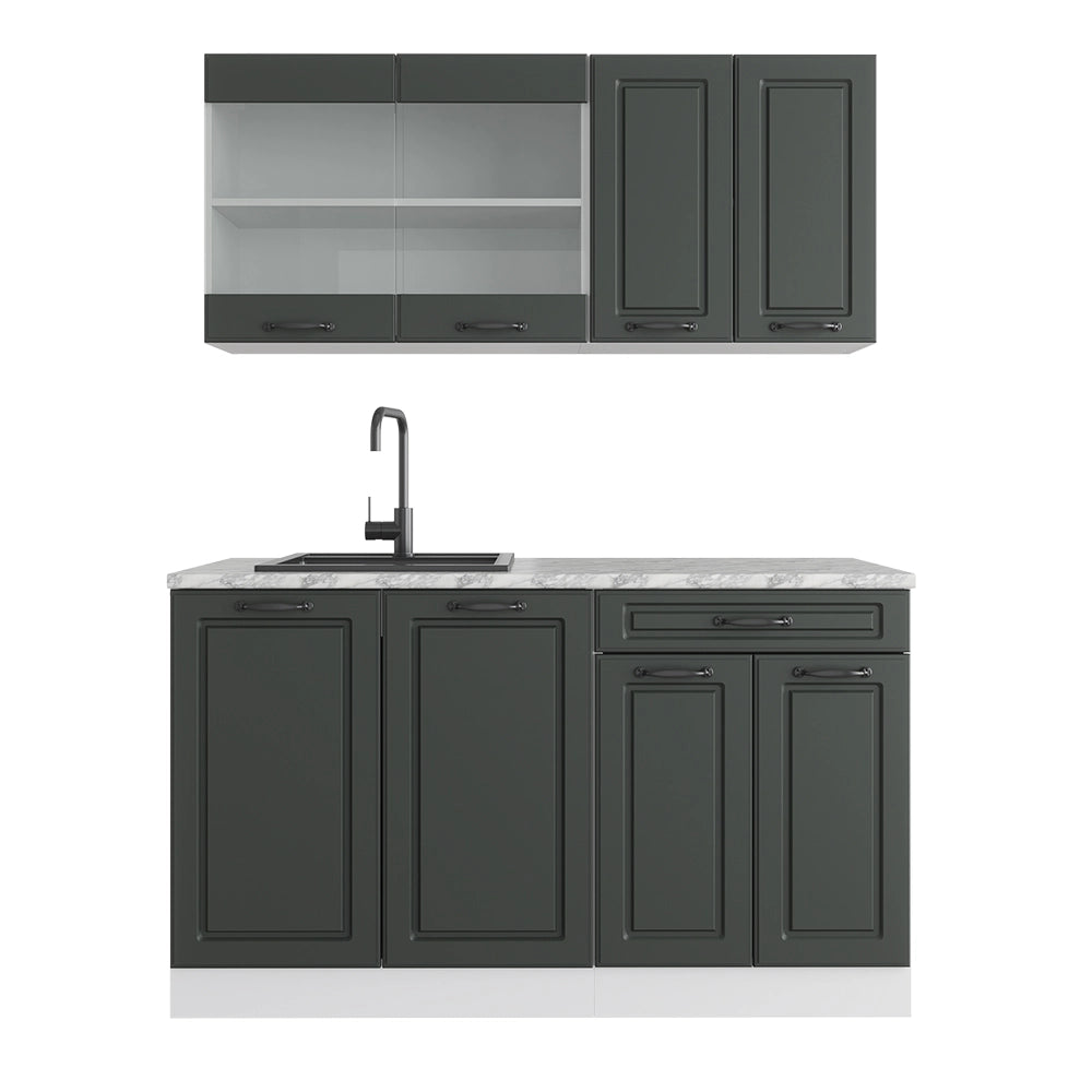 Vicco Cucina monoblocco Antracite casa di campagna/bianco 140 cm , PL Marmo