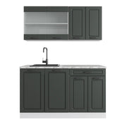 Vicco Cucina monoblocco Antracite casa di campagna/bianco 140 cm , PL Marmo