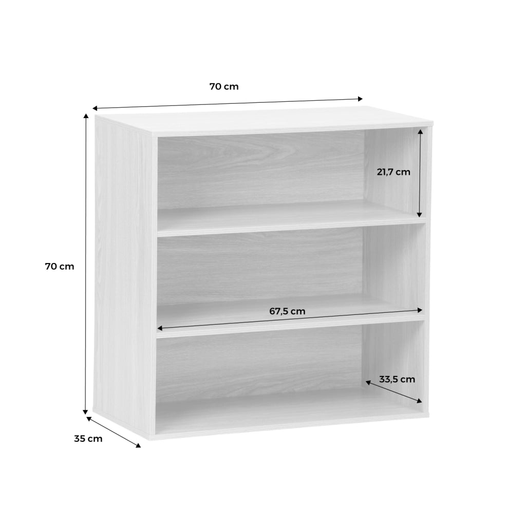 Libreria, modulo di stoccaggio in legno 2 mensole, bianco