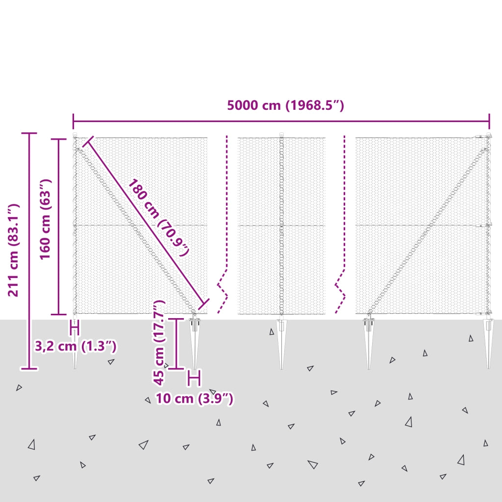 Recinzione Esagonale  Grigia 1,6x50 m Acciaio