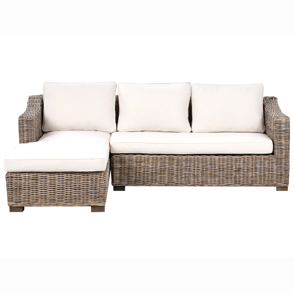 Divano ad angolo da giardino in rattan naturale 3 posti in vimini intrecciato Stile tradizionale