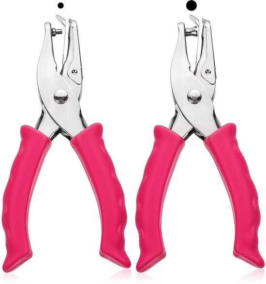 Set di perforatrici manuale a due mani da carta - Diametri 6 mm/3 mm - Materiale PVC/Iron - Dimensioni 1,76 x 6,45 x 14 cm - Colore Rosa