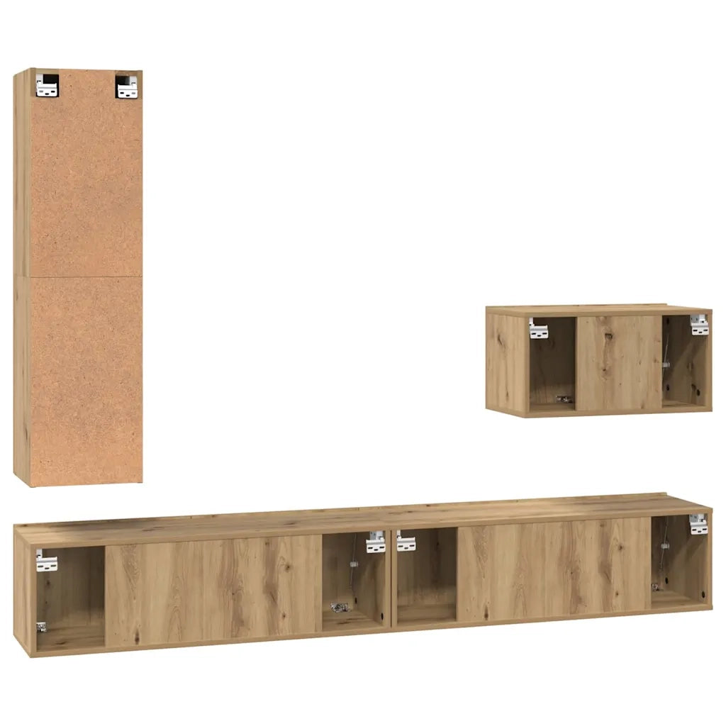 Set mobile TV 4 pcs Rovere artigianale Legno multistrato 3393329