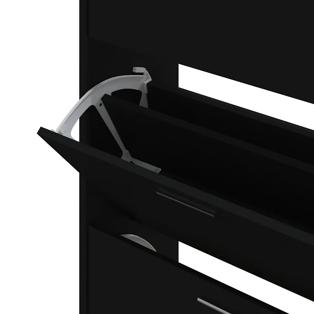 Scarpiera-Scaffale per scarpe Nera 63x24x103 cm in Legno Multistrato