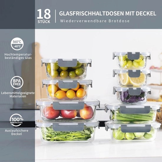 Bacche di vetro a chiusura ermetica set - a tenuta di gas e BPA libero per cucina e magazzino