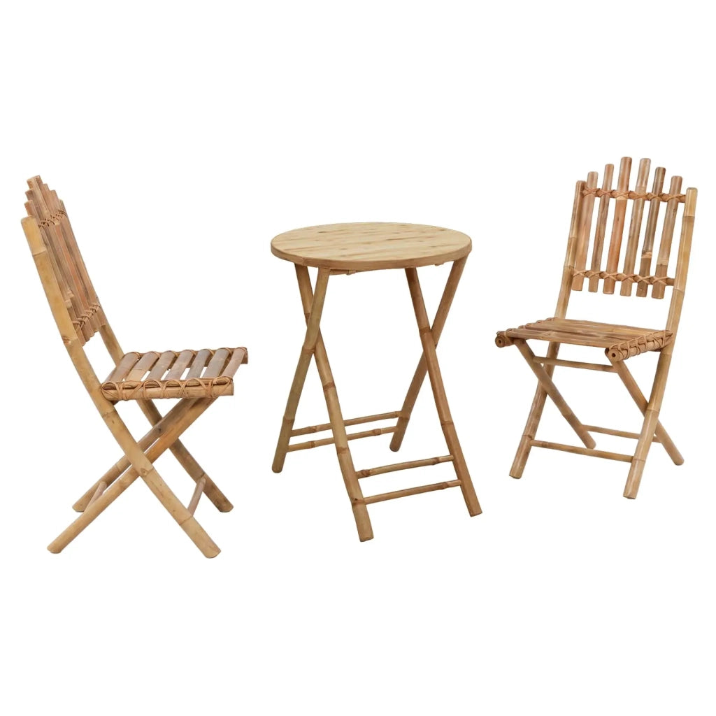 Set da pranzo da giardino pieghevole 3 pz Naturale Bambù 3468663