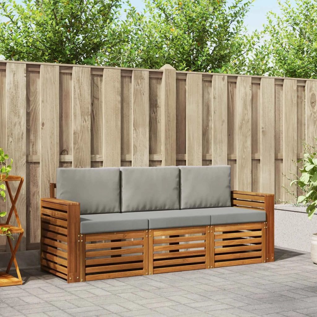 Set divani con cuscino 3 pcs Grigio Naturale e Chiaro 3374296