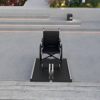 Rampa per Sedia a Rotelle Pieghevole 91x73,6x5,1 cm con Deflettori e Adesivi in Alluminio Nero