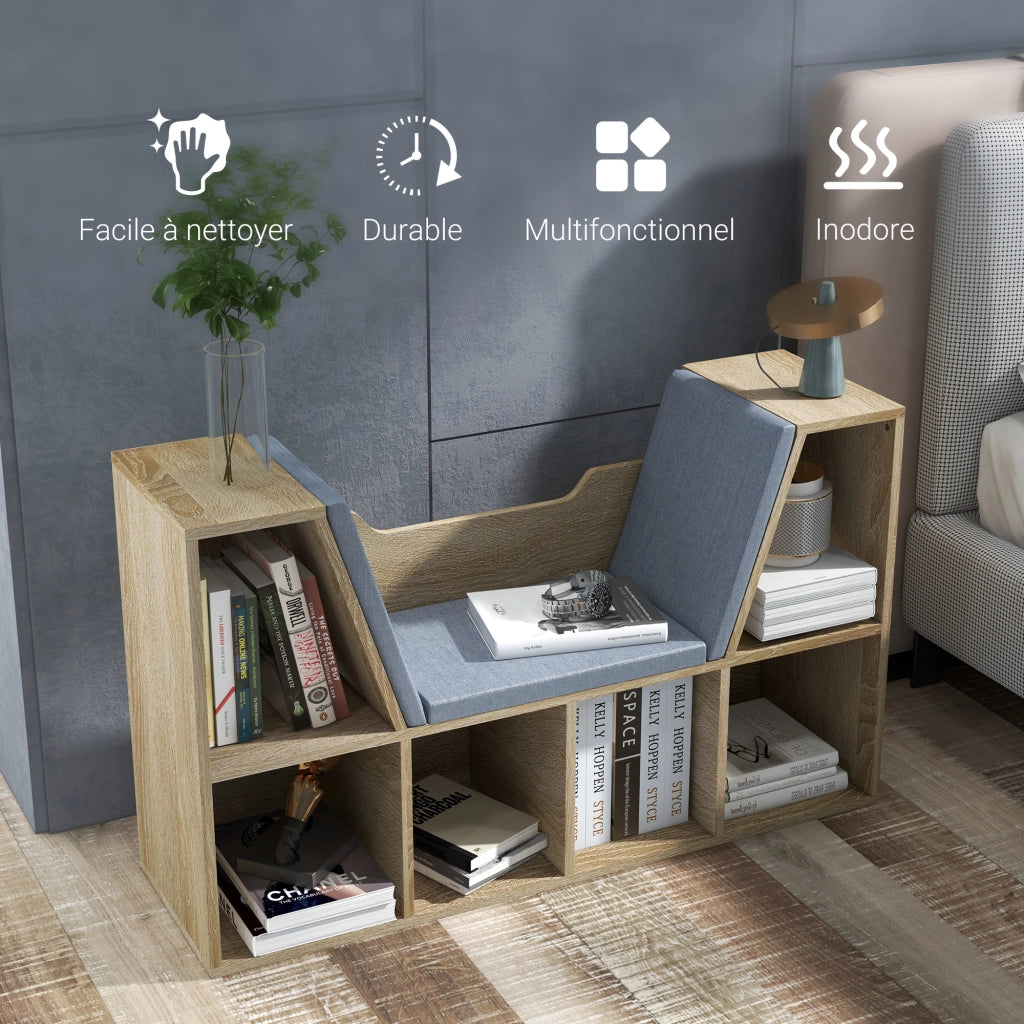 Libreria con panca 6 scomparti ¨C zephmum ¨C Grigio 102x30x61 cm