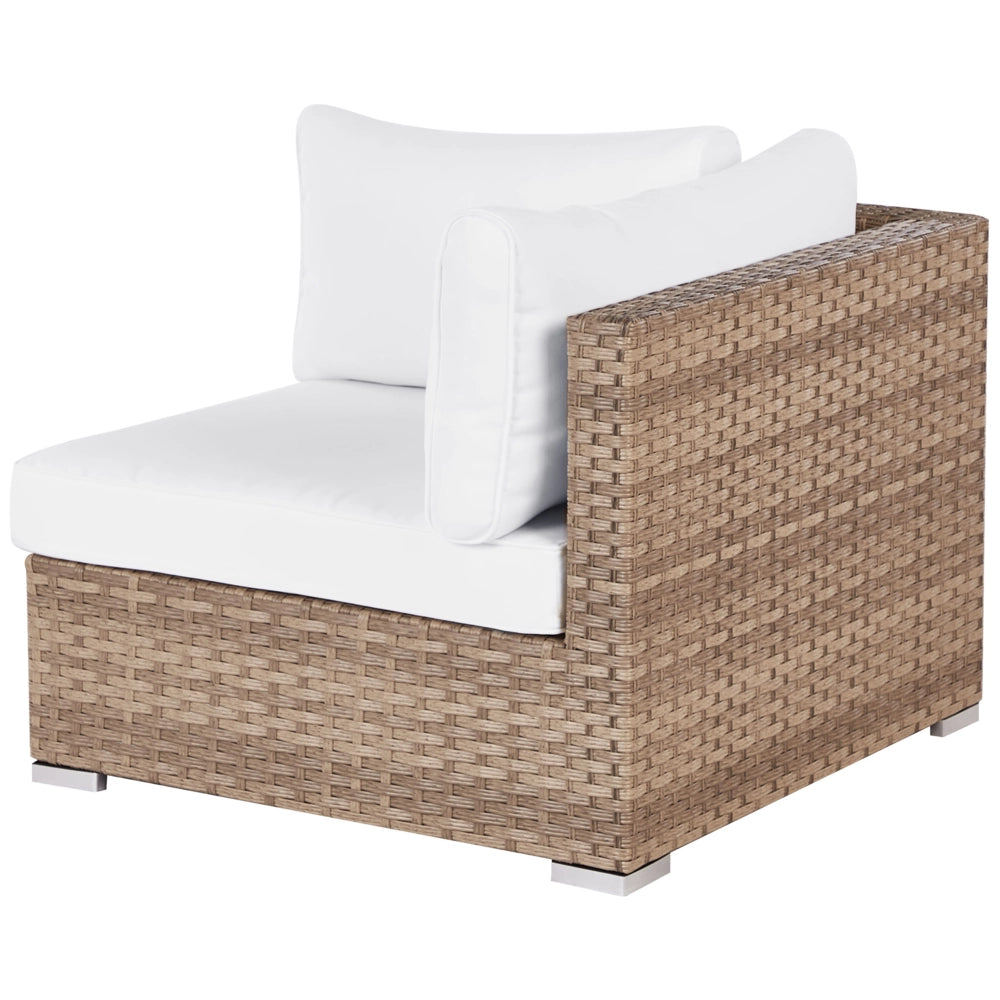 Set da giardino composto da divano con tavolino quadrato in rattan naturale lato sinistro 5 posti stile elegante