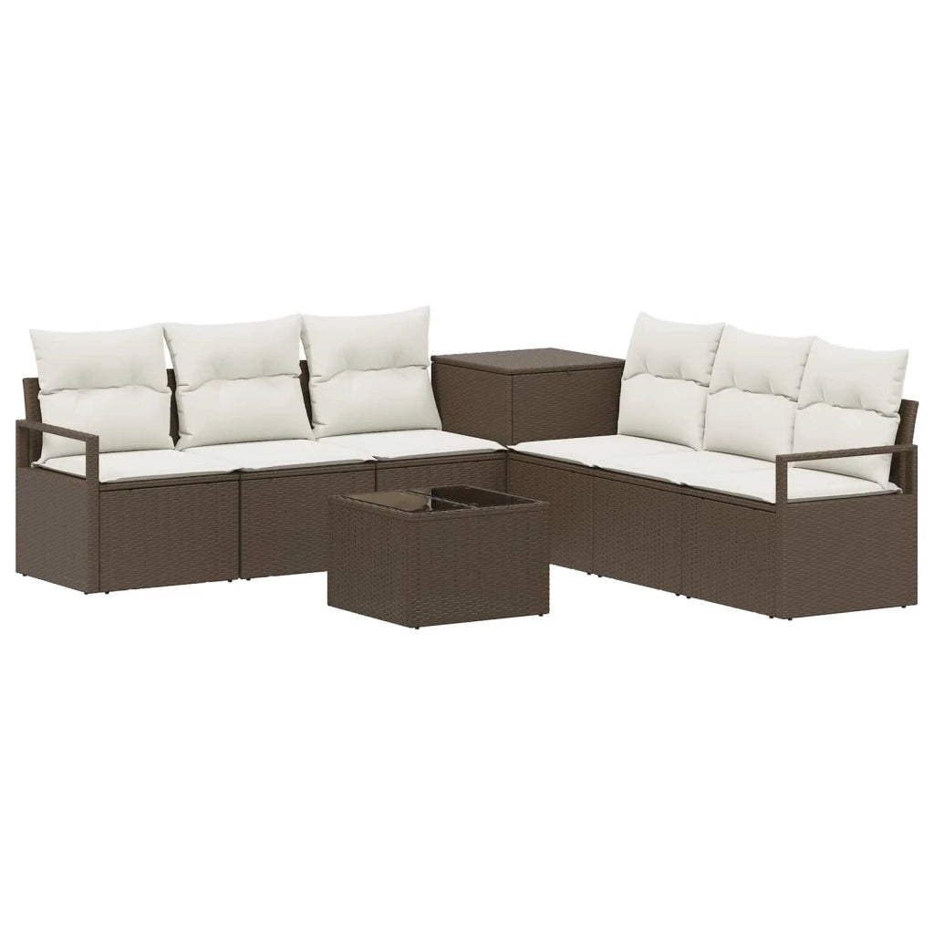 Set di divani 8 pz Marrone e Bianco Crema 3448164