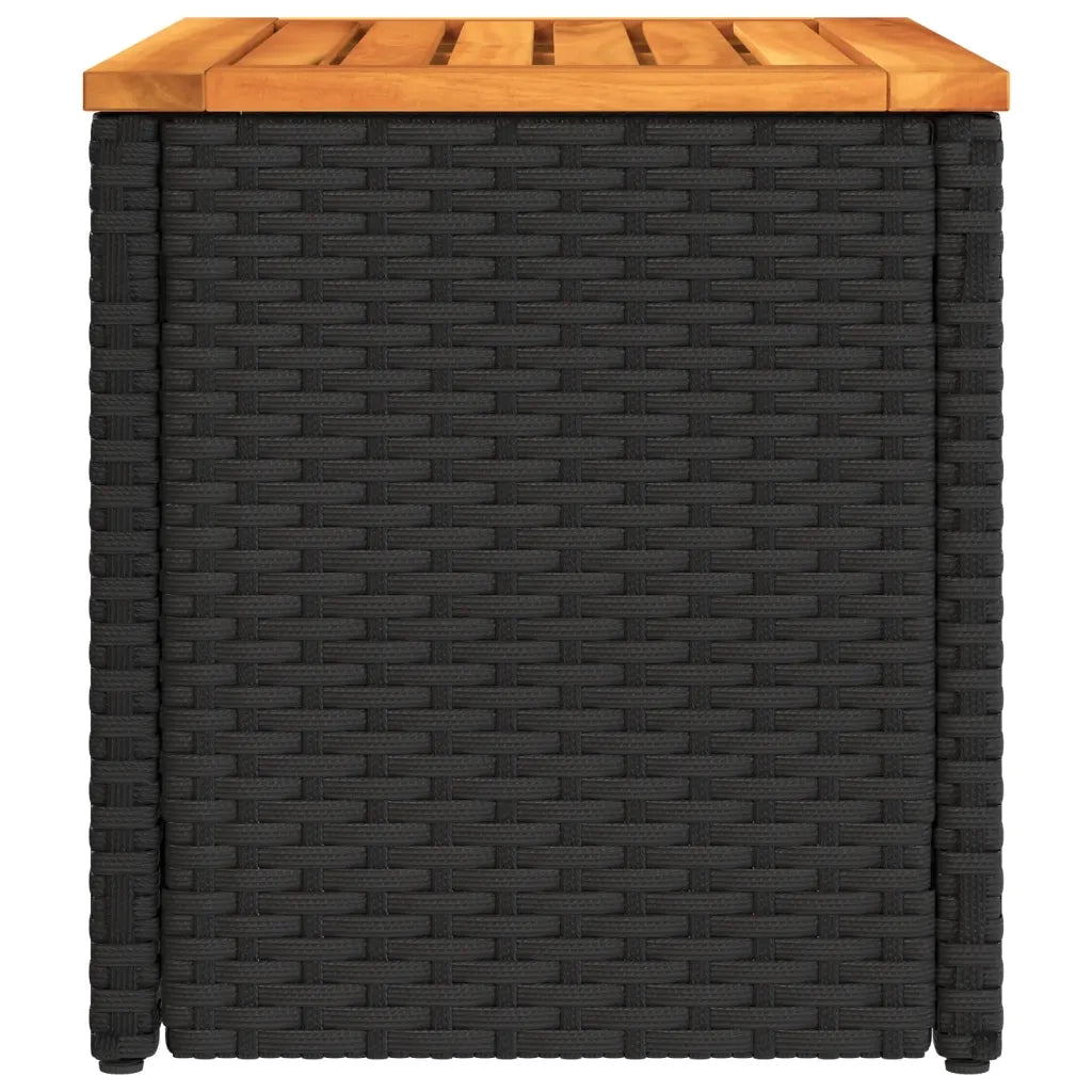 Tavolini Giardino 2 pz | Tavolino da esterno Neri 55x34x37cm Polyrattan Legno Massello