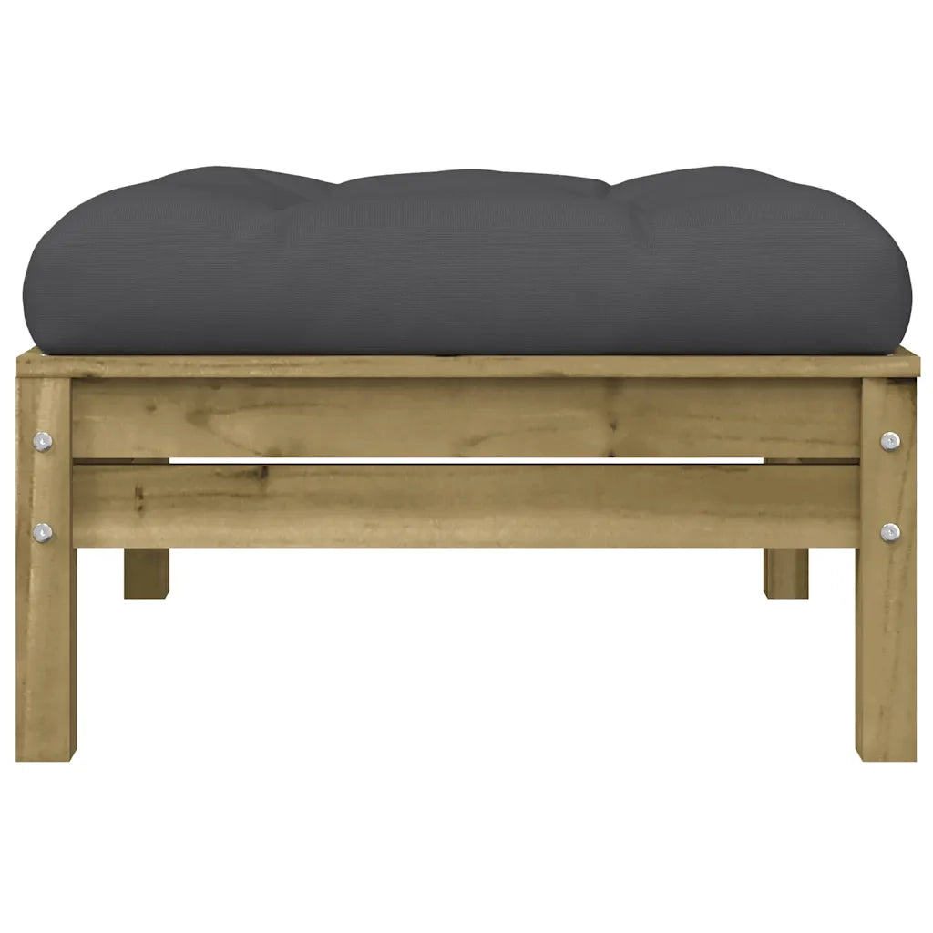 Sedia da giardino-Poggiapiedi da Giardino con Cuscino in Legno Impregnato di Pino 999404