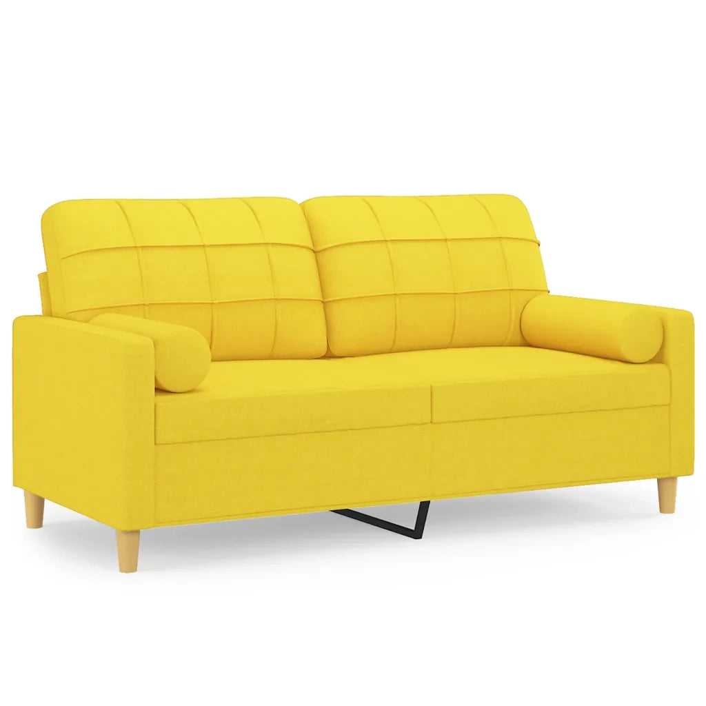 Divano a 2 Posti con Cuscini-Sofa 2 Posti con Cuscini Giallo Chiaro 140 cm in Tessuto 875472
