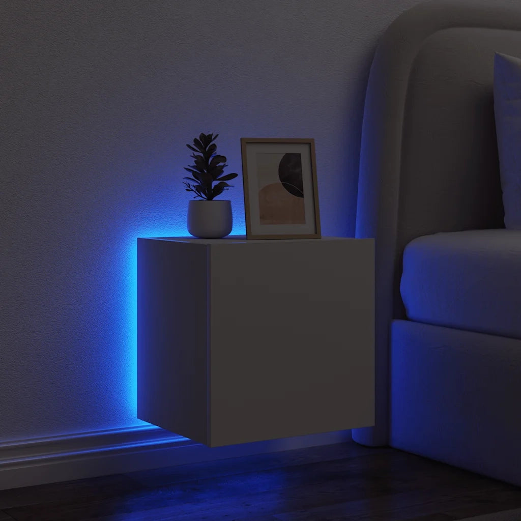 Mobile TV a Parete con Luci LED Bianco 40,5x35x40 cm 837246