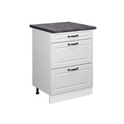 Mobiletto base per cucina R-Line Bianco rustico/Bianco 60 cm con cassetti, PL Antracite Vicco