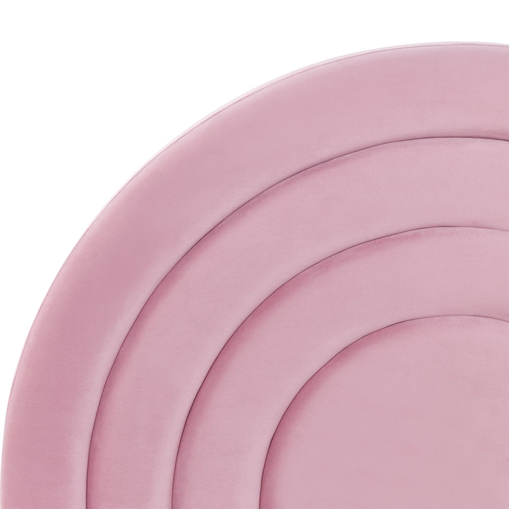Letto con Contenitore in Velluto Rosa, Misura Singola 90 x 200 cm , Design Minimalista Retro con Testiera a Mezza Luna e Contenitore