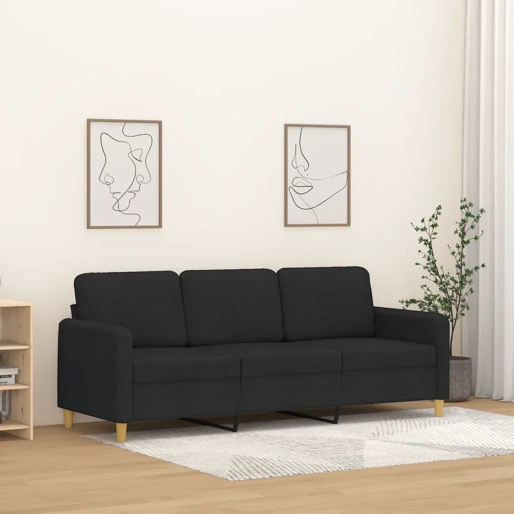 Divano a 3 Posti Nero 180 cm in Tessuto 359490