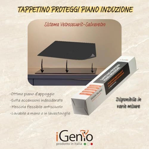 IGenio 260 Tappetino Proteggi Piano Induzione Antiscivolo EPDM Vetrosecurit 60x52 cm colore Nero