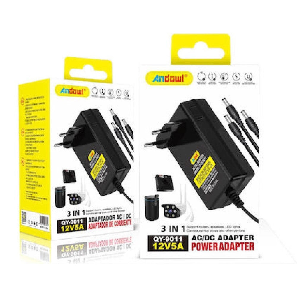 Trade Shop - Adattatore Alimentazione 3in1 Ac/dc 12v 5a Alimentatore Universale Qy-9011 3 Spine -