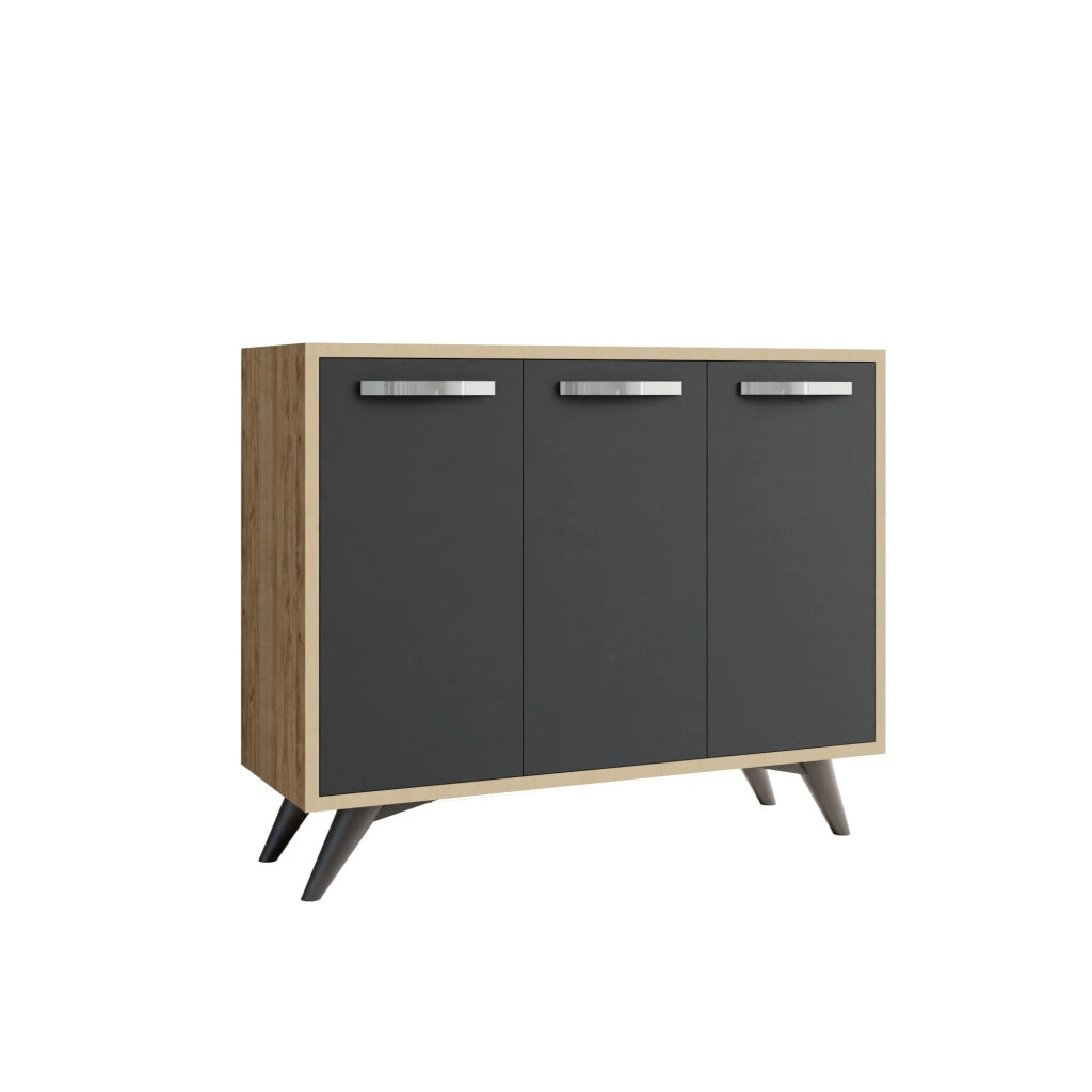 Credenza in legno "Piffa" - 100 x 35 x 82 cm - Grigio antracite