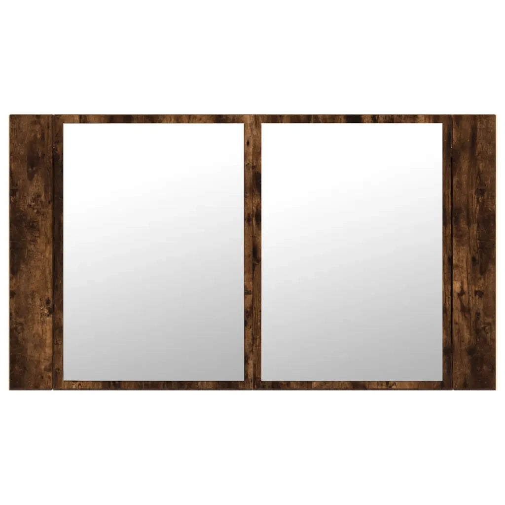 Armadietto a Specchio con LED-Mobile con specchio Rovere Fumo 80x12x45cm Acrilico