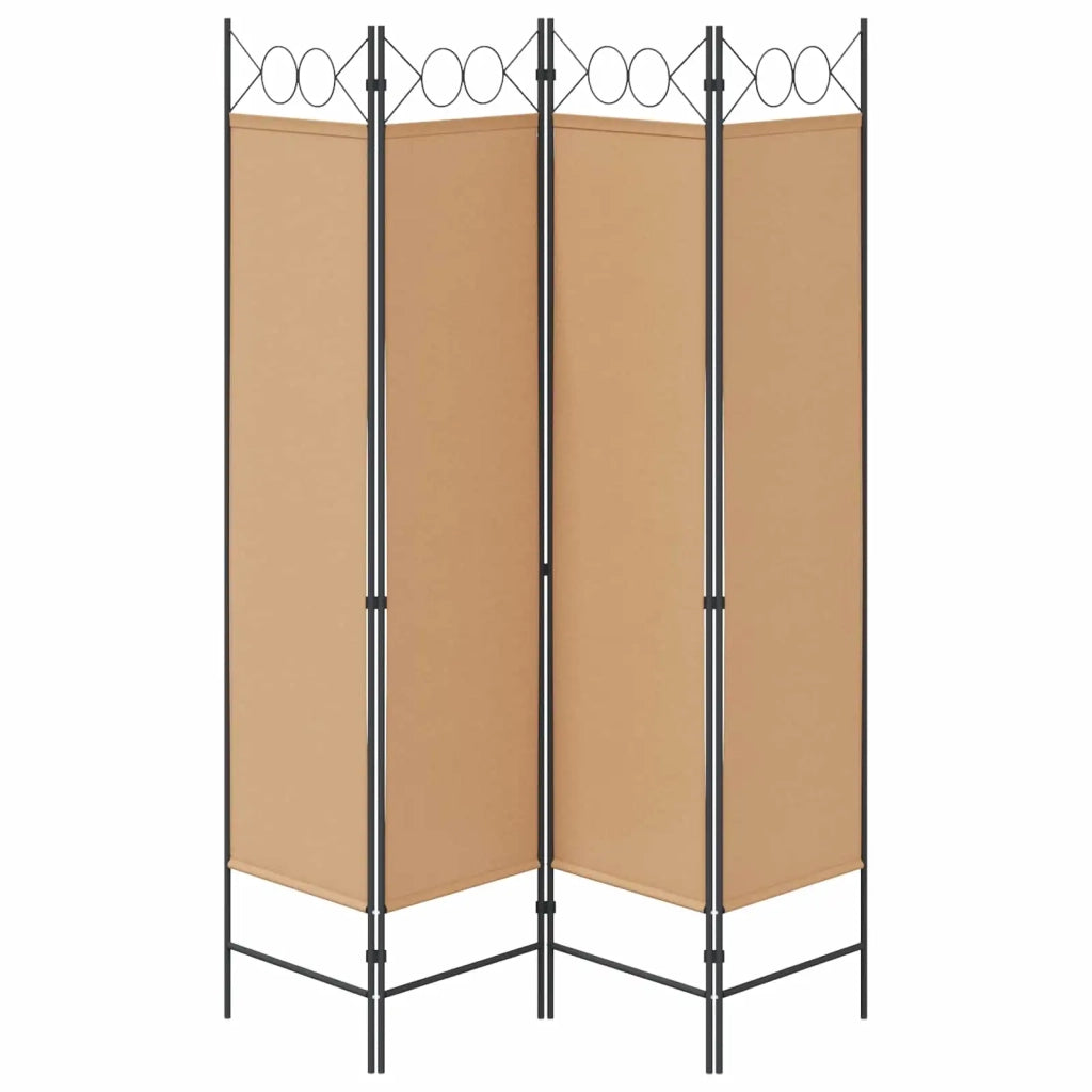 Paravento a 4 Pannelli Beige 160 x 180 cm Tessuto