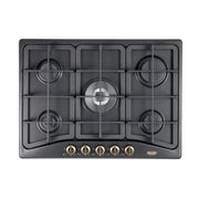 DE LONGHI ANF57PRO PIANO COTTURA DA INCASSO 70CM 5 FUOCHI A GAS GRIGLIE IN GHISA ANTRACITE