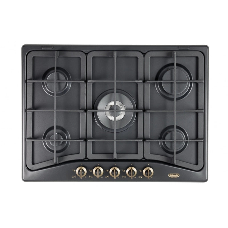 DE LONGHI ANF57PRO PIANO COTTURA DA INCASSO 70CM 5 FUOCHI A GAS GRIGLIE IN GHISA ANTRACITE