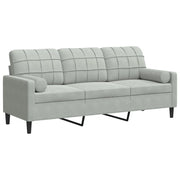 Divano | Divano da soggiorno | Sofa a 3 Posti con Cuscini Grigio Chiaro 180 cm in Velluto