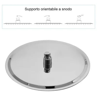 Set doccia incasso cromato con braccio e soffione ultra slim in acciaio  Erika