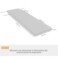 Cuscino per Sdraio e Lettino Prendisole in Tessuto con Lacci di Fissaggio, Grigio Chiaro