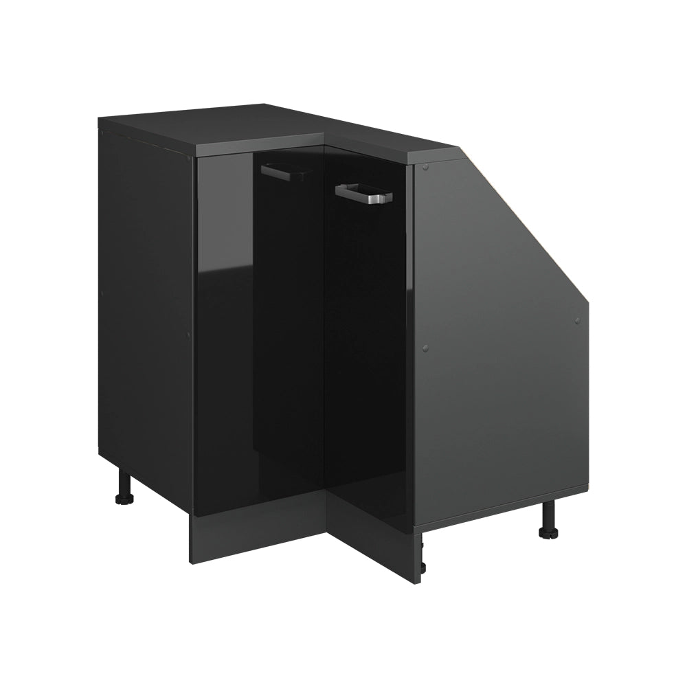 Mobile cucina angolare per sottotetto R-Line Nero lucido/Antracite 75.6 cm con 1 porta Vicco