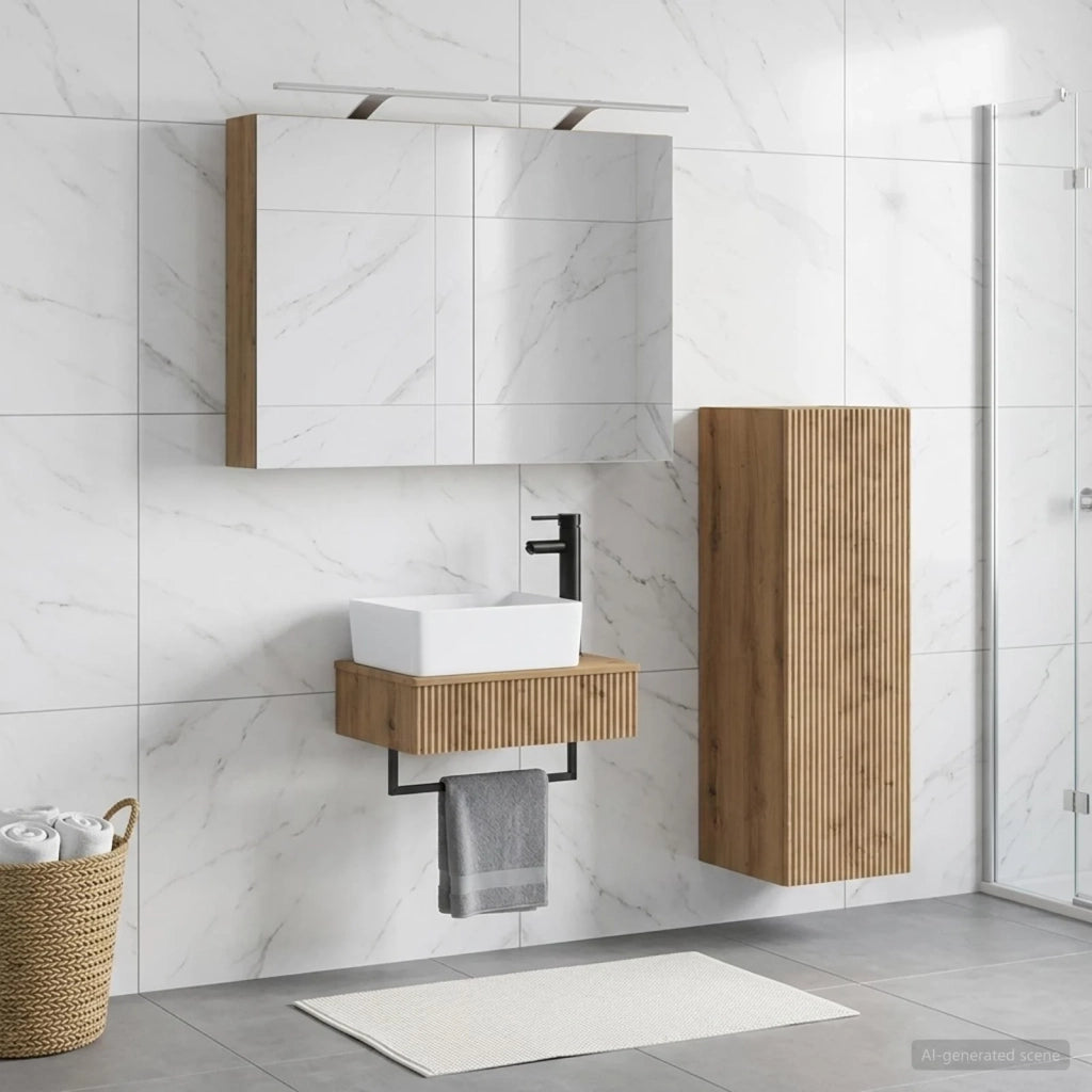Set di Armadi da Bagno 4 pz Rovere Artigianale 3407390