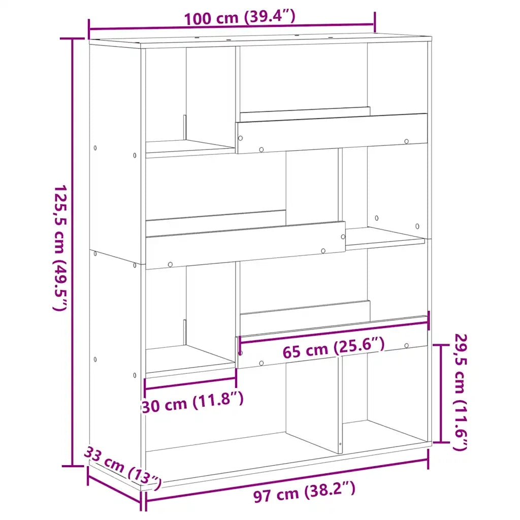 Libreria Grigio Cemento 100x33x125,5 cm in Legno Multistrato 3309333