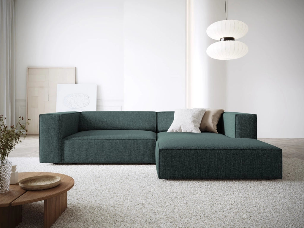Cosmopolitan Design - Divano angolare destro "Arendal" 3 posti in ciniglia petrolio 