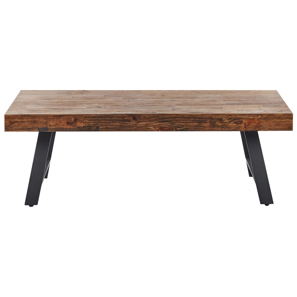 Tavolo da pranzo in legno di pino scuro MDF 130 x 70 cm Gambe stabili in metallo nero Sala da pranzo Soggiorno Stile industriale