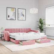 Divano Letto Estraibile con Cassetti Rosa 90x200 cm Velluto 3196980