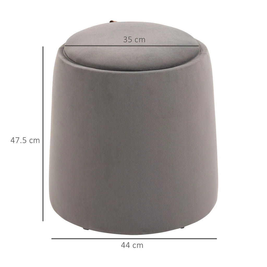 POUF CONTENITORE IN VELLUTO 2 IN 1 CONVERTIBILE IN TAVOLINO Ø44X47.5CM GRIGIO