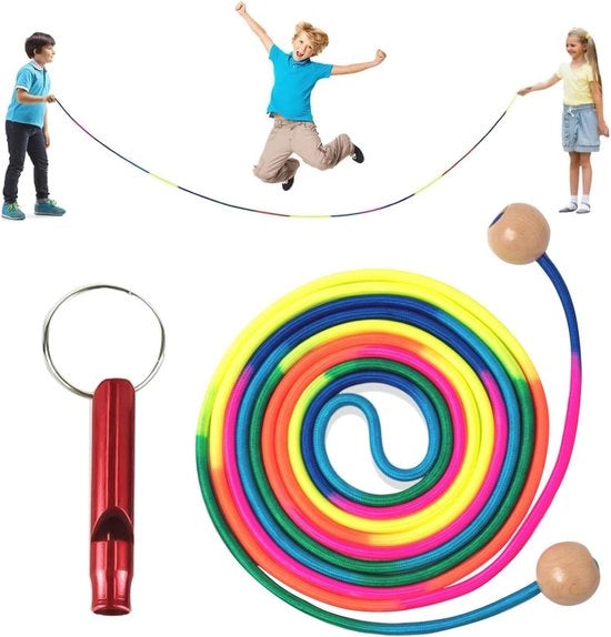 Touwspringen per Estensibile per Bambini con Manubrio in Legno - 5 Metri di Lunghezza, Adatto per Più Utenti