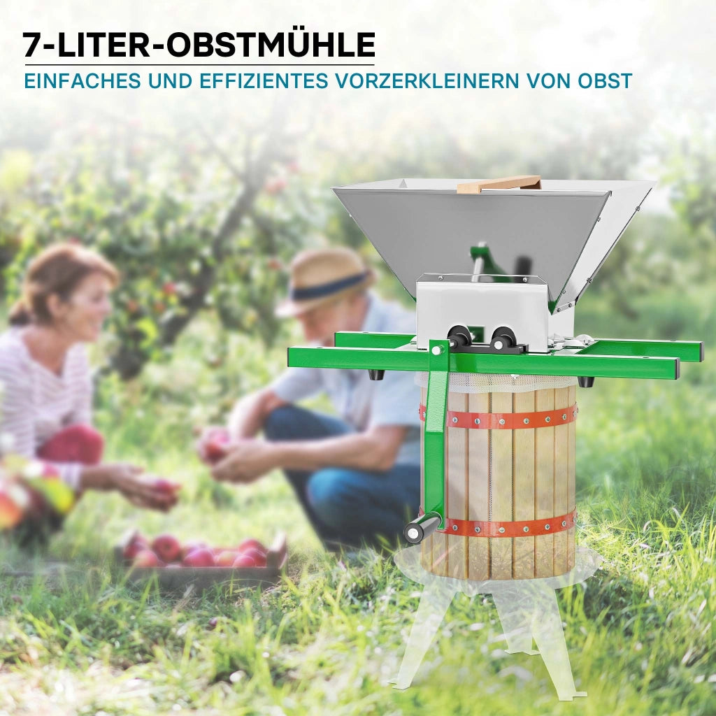 Mulino macina frutta manuale con tramoggia da 7 litri e manovella Trituratore