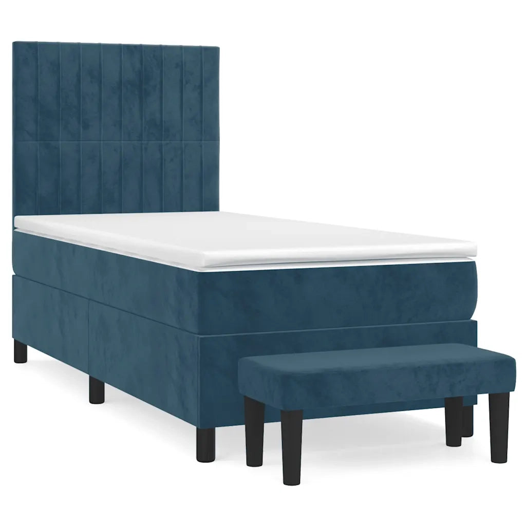 Giroletto a Molle con Materasso-Struttura Letto Blu Scuro 90x200 cm in Velluto 640299