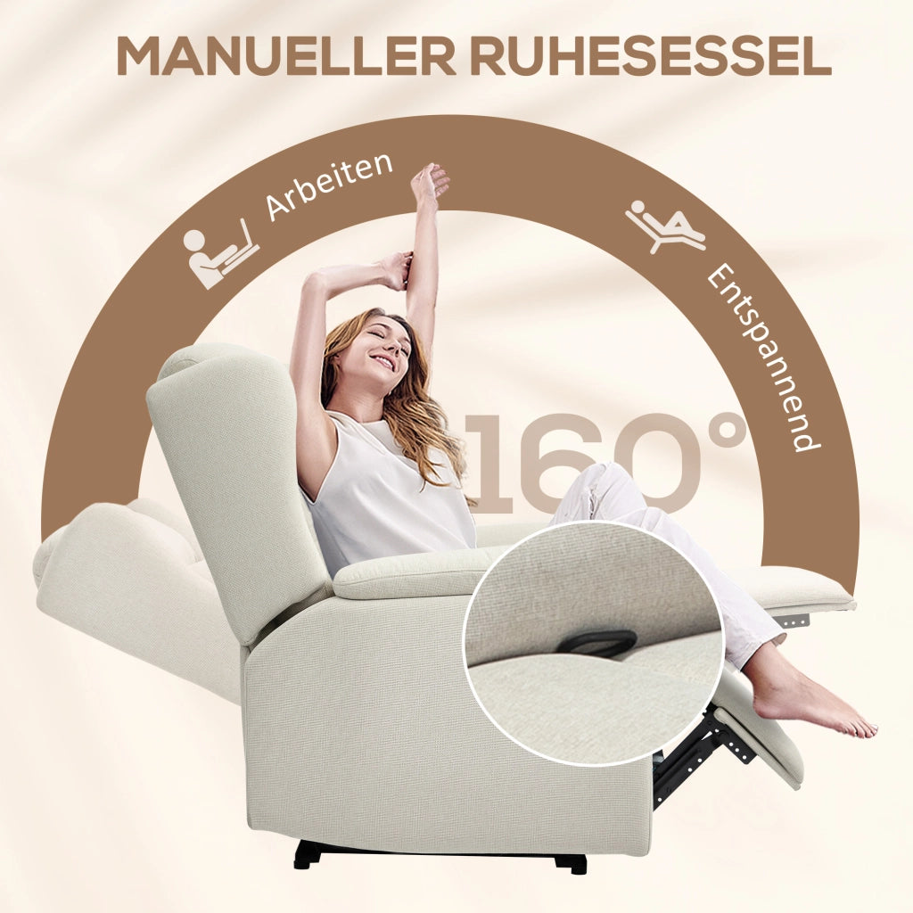 Poltrona Reclinabile Massaggiante con Poggiapiedi ¨C Zephmum ¨C Beige Tessuto