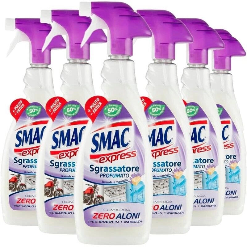 SMAC SET DA 6 PEZZI SGRASSATORE PROFUMATO ALLA LAVANDA SPRAY 650 ML