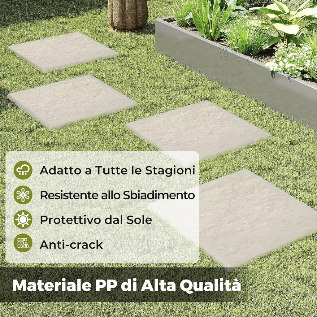 Set di 8 Pietre da Passo con Picchetti da Terra, Passerelle Decorative per Giardino, Pavimentazione Esterna Resistente a Tutte le Condizioni Meteorologiche per Prato e Giardino