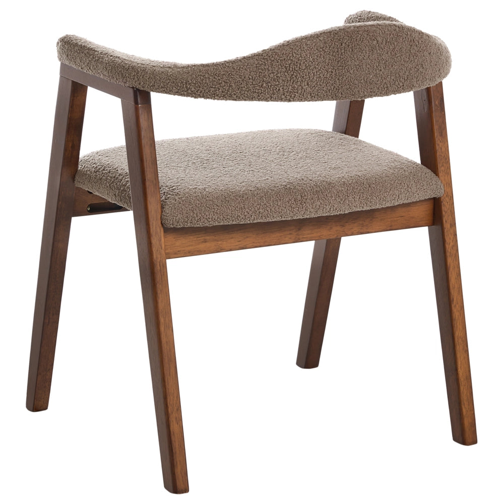 Set di 2 sedie da pranzo Marrone Seduta imbottita Schienale Boucle Poliestere Gomma Struttura in legno Stile retrò Sala da pranzo
