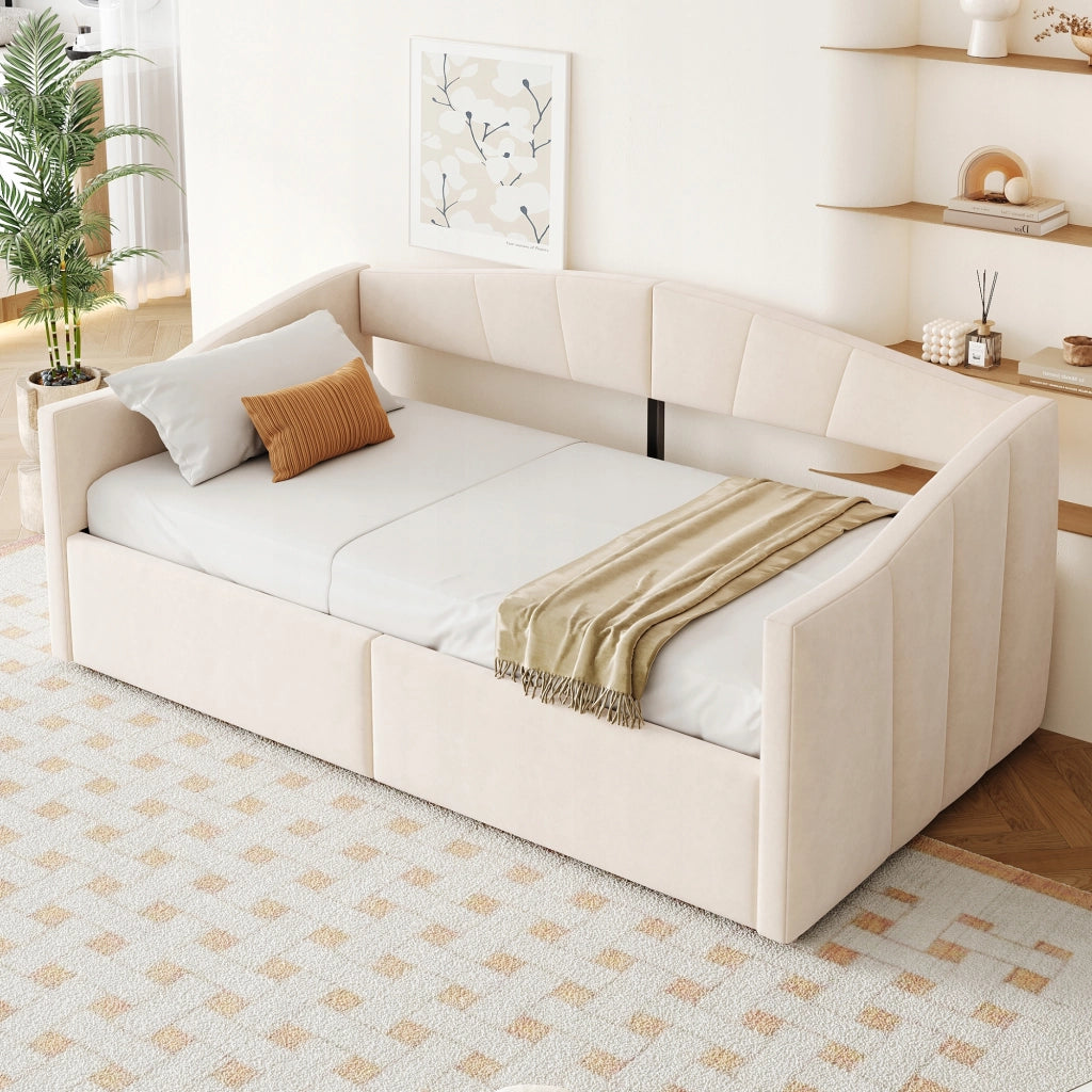 Letto imbottito 90x200 - Xylo - Idraulico, beige