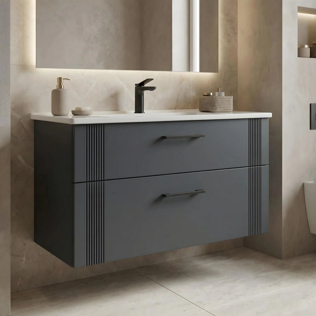 Mobile lavabo "Bari 100 v2" - 100 x 45 x 55 cm - Antracite opaco